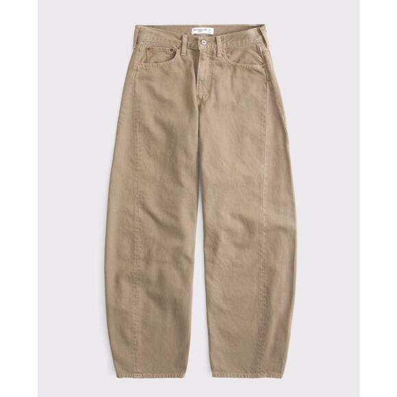 Abercrombie & Fitch Women's Pockets Mid Rise Barrel Jeans Brown Size 34 Short - Picture 2 of 11